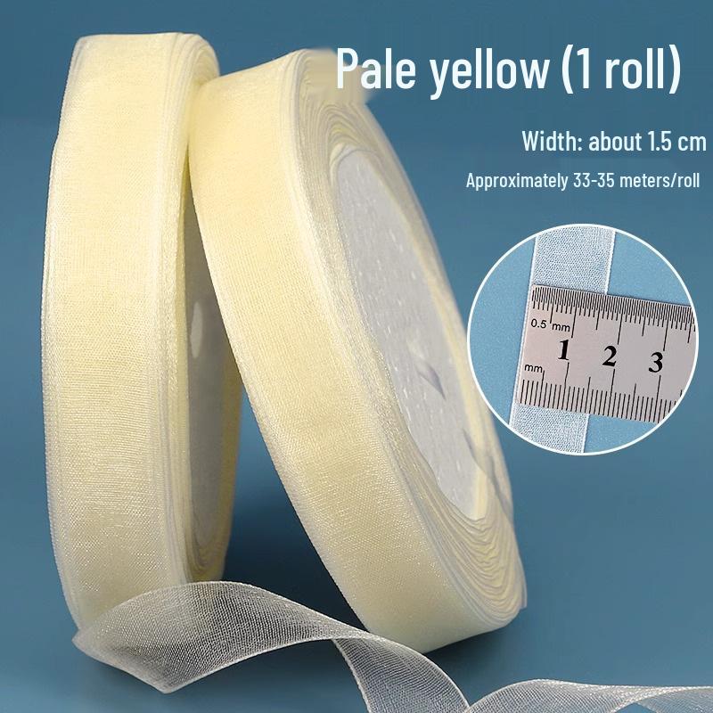 1.5cm Transparent Snow Yarn Ribbon for Gift Wrapping, DIY Crafts, Hair Accessories, and Chiffon Projects.
