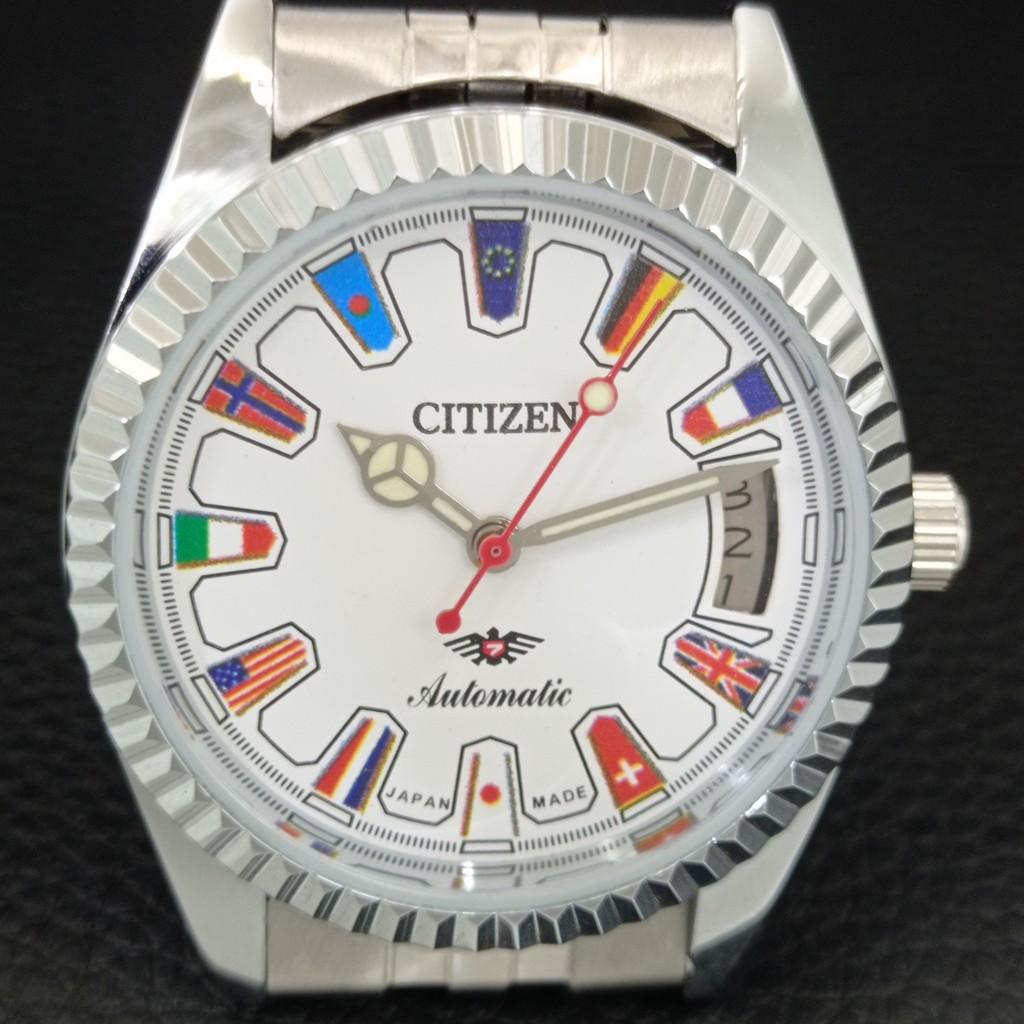 VINTAGE CITIZEN AUTOMATIC 8200 REFURBISHED JAPAN MENS WHITE DIAL WATCH a446848-1