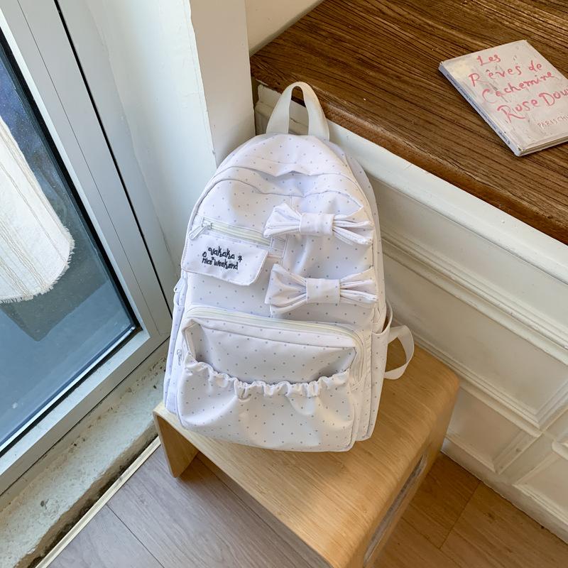 Schulrucksack Kirschblüte Milchiger Nebel Schleife Rucksack Koreanisches Mädchen Studentin Party Vielseitig Campus Pendler Reise Kosmetiktasche