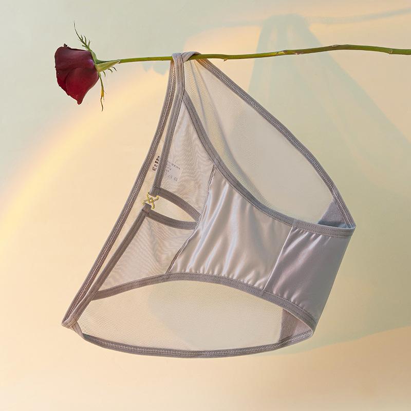 Nuevos Braguitas de Verano para Mujer Suaves Ligeras de Satén Encaje Malla Semitransparentes Huecas