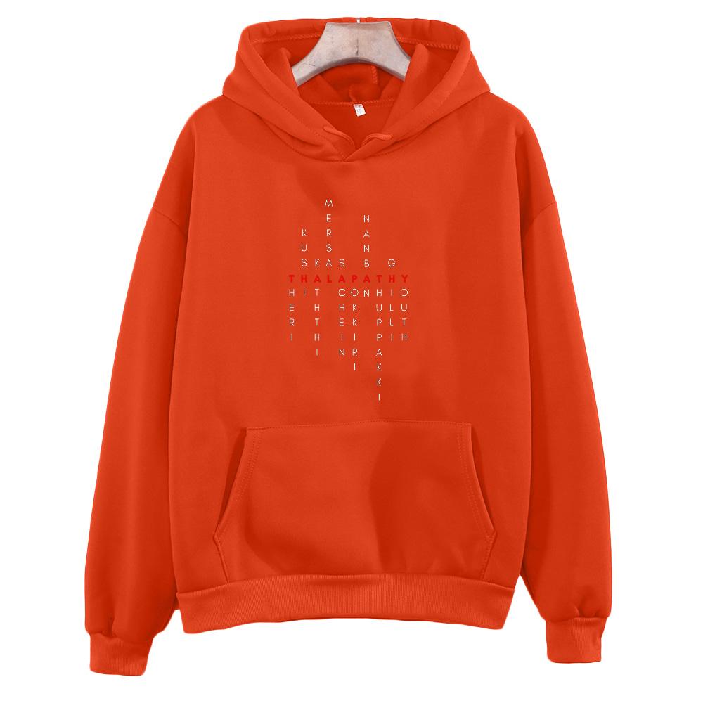 

Thalapathy Vijay Tamil Movie Titles Red Classic Hoodies Vijay Merch Clothing Unisex Long Sleeve Sweatshirts Loose Casual Hoody L помаранчевий