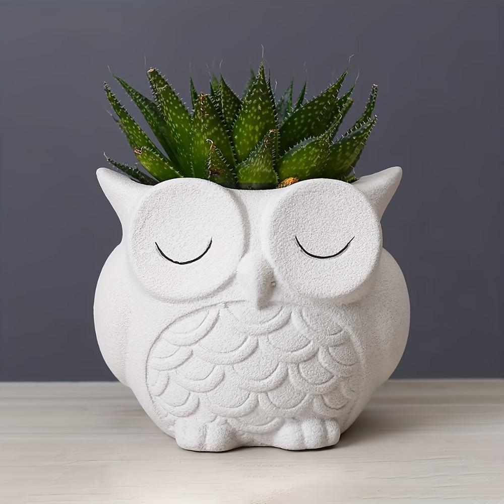 Ceramics Succulent Pot Cute Green Onion Pots Home Decor Owl Planter Patio