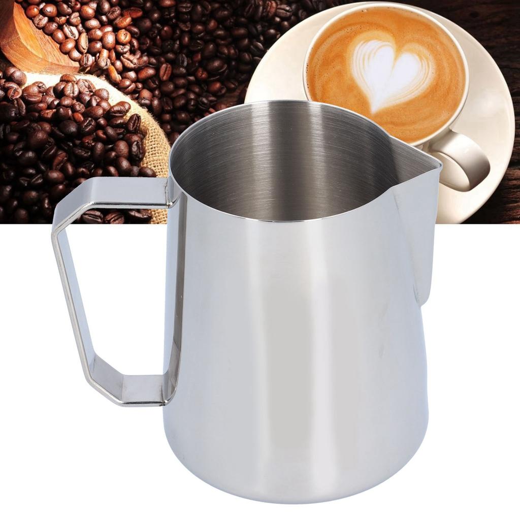 Milk Frothing Pitcher Stainless Steel 600ML Steaming Pitcher for Milk Frother   Arts(600ml;with  : )