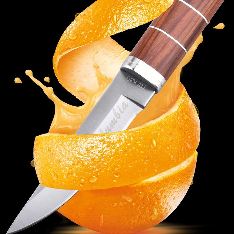 Mirror Light with A Wooden Handle, A Small Straight Knife, A Household Sharp Knife for Fruits, A Fishing Small Straight Knife