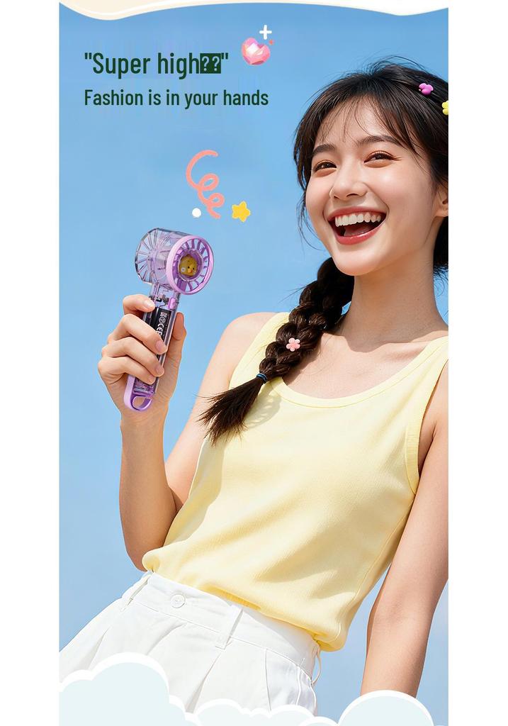 Portable USB Handheld Fan with Strong Wind, Climbing Hook, and Atmosphere Light
