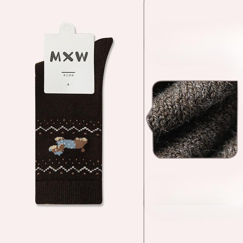 Socks, Women's Autumn and Winter Thickened Dachshund Mid-calf Socks, Cashmere Winter Pile Socks, Long Calf Socks, Warm Wool Socks
