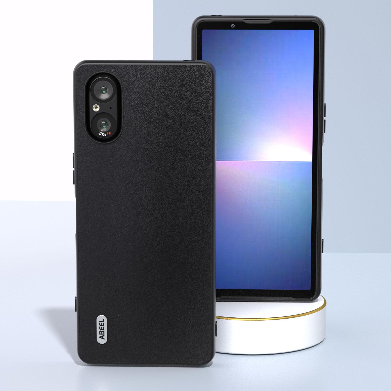

ABEEL For Sony Xperia 5 V Case PU Leather+Hard PC Smooth Protective Cover Black