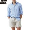Summer Shirt Beach Cotton Linen Shirts Men Cardigan Tops Long Sleeved Turn Down Collar Slim Fit Large Size