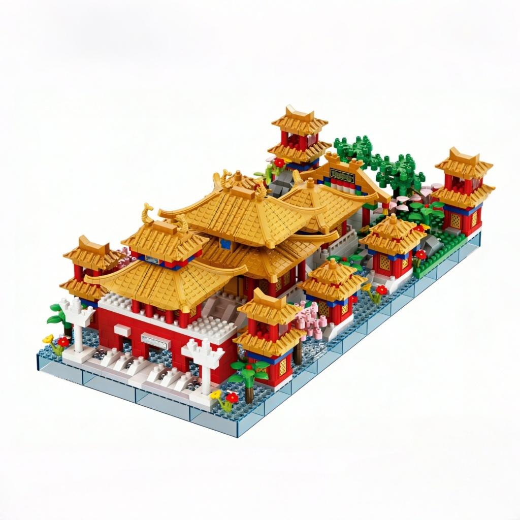 Forbidden City Style Mini Bricks, Traditional Oriental Palace Architecture DIY Assembly Table Decoration