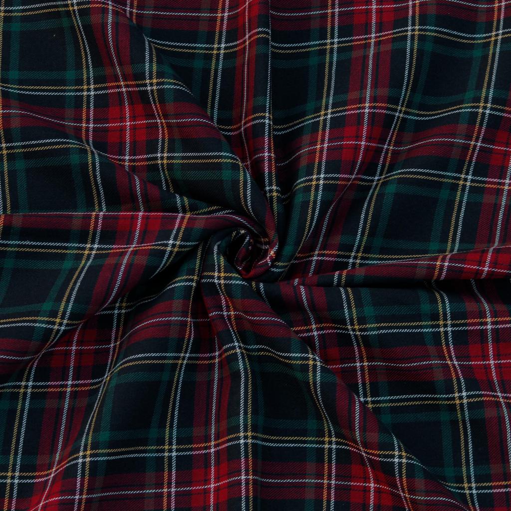 Tkanina bawełniana w kratkę w kolorze zielono-czerwonym, 180 GSM, szerokość 145 cm