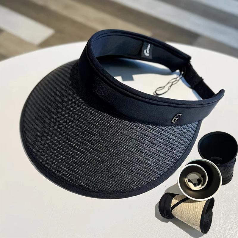 Empty Top Hat Sunscreen Hat Women'S Spring Summer Travel Simple Sun Hat Big Brim Full Face Visor Cycling Hat