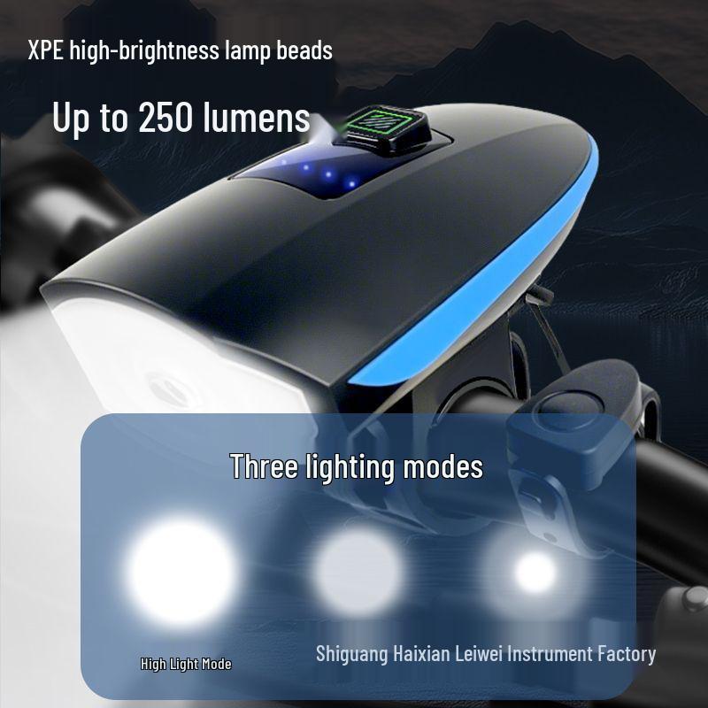 Rechargeable Front Bike Light with Horn - Powerful Night Riding LED Safety Light for Mountain Bikes