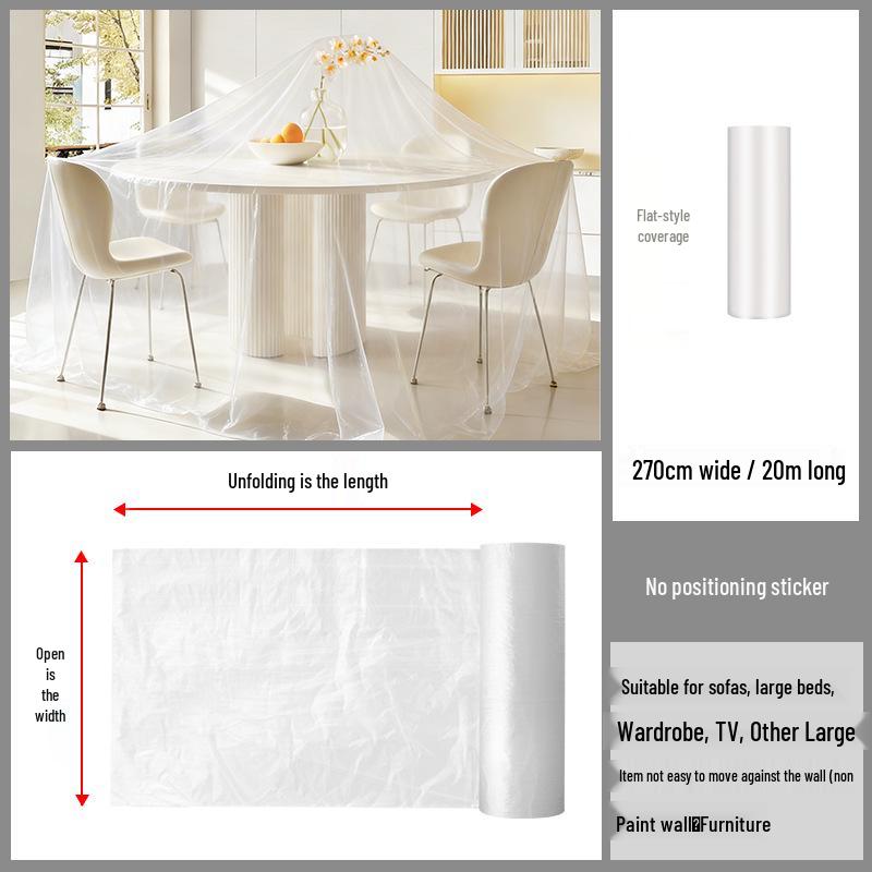 Thickened Plastic Dustproof Masking Film for Furniture Renovation and Spray Protection