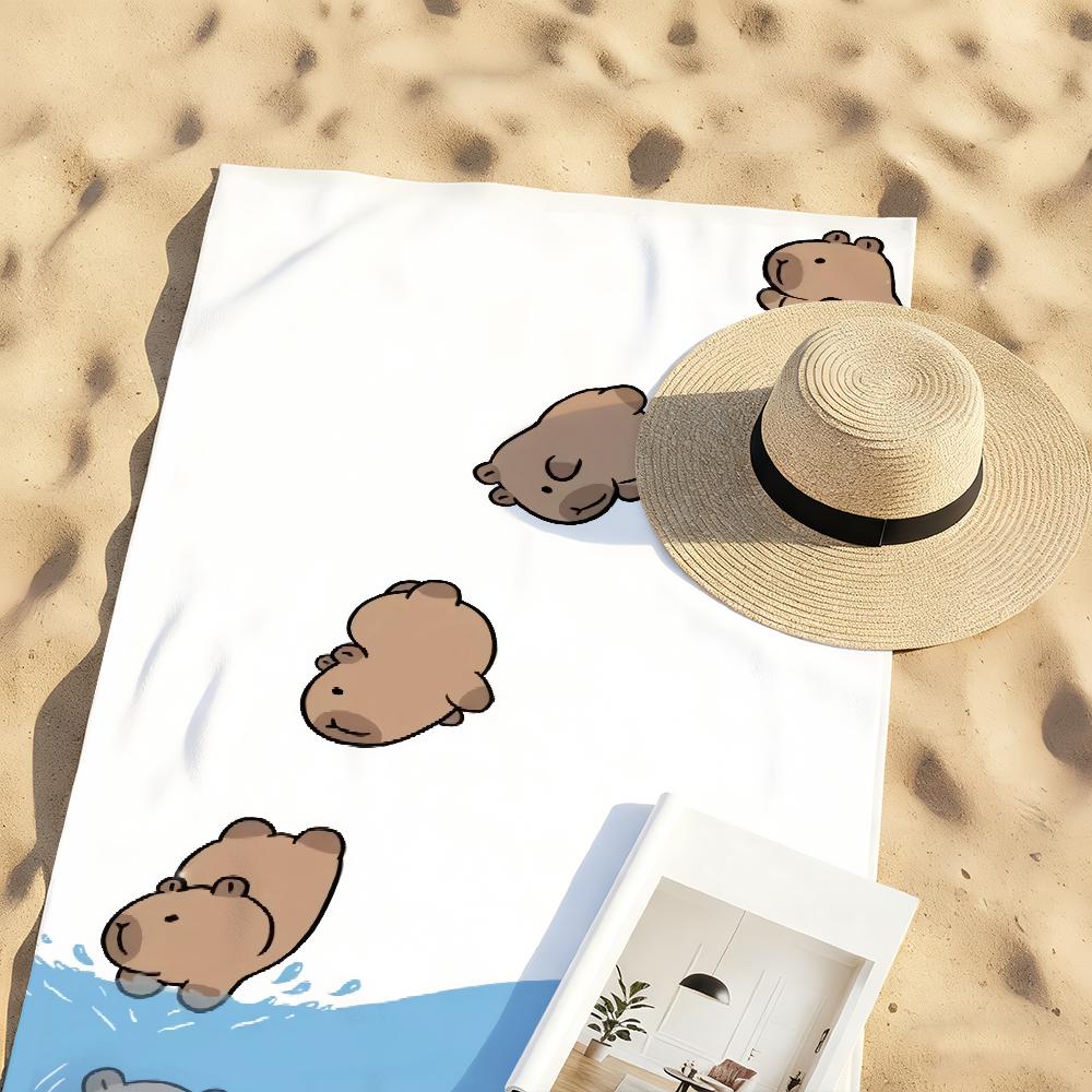 Cartoon Capybara Cute Towel Soft Pool Gift For Travel Gym Shower Camping Quick Dry Sports Large Beach Towels