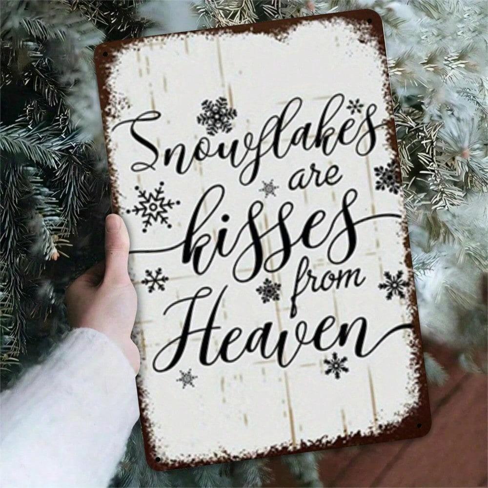 Winter Snow Kiss Metal Wall Poster, Christmas Gift for Woman