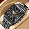 Square Multifunctional Chronograph Business Men's Watches Brand Luxury Steel Belt Quartz Luminous Wristwatch Relogios Masculino