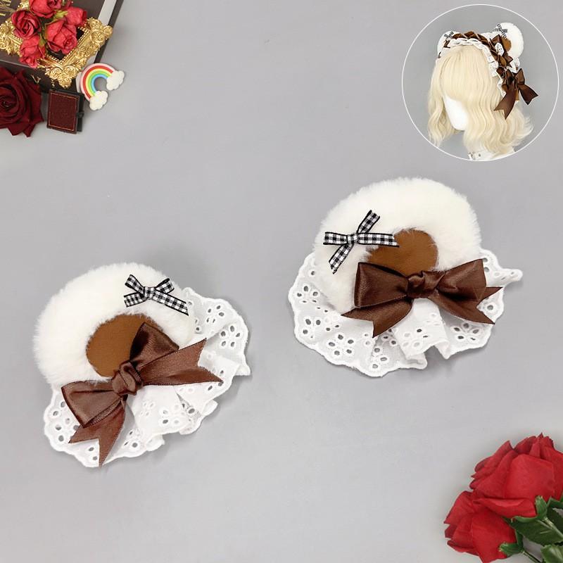 Plush Bear Ear Headband Women Girls Sweet Kawaii Hair Accessory Removable Clip Soft Fuzzy Hairband 2026