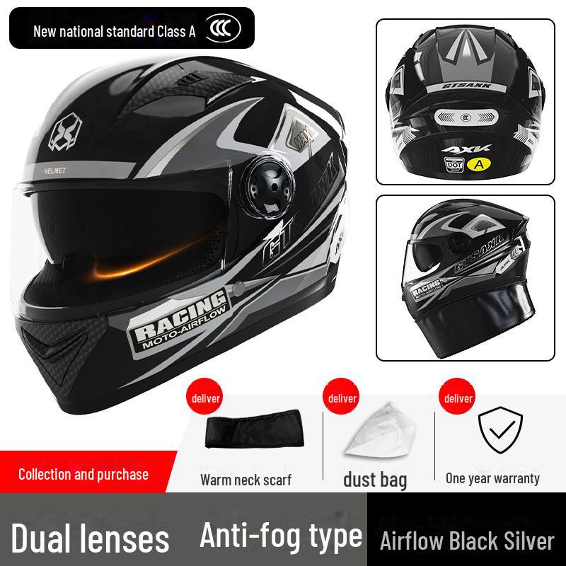 A1 3C Certified Electric Motorcycle Helmet - Four Seasons, Winter Warm, Unisex Full Helmet