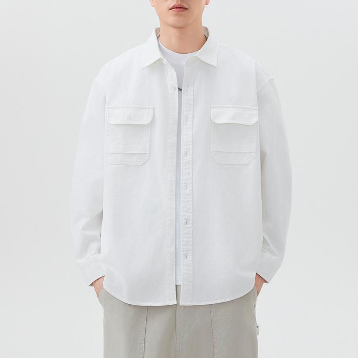 

Американская ретро рубашка с длинным рукавом из хлопка с несколькими карманами, мужская японская повседневная свободная рубашка 4XL