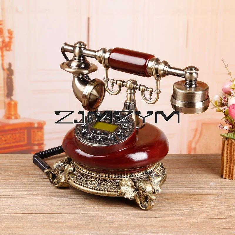 Antique Corded Telephone Resin Fixed Digital Retro Phone Button Dial Vintage Decorative Rotary Dial Telephones Landline for Home