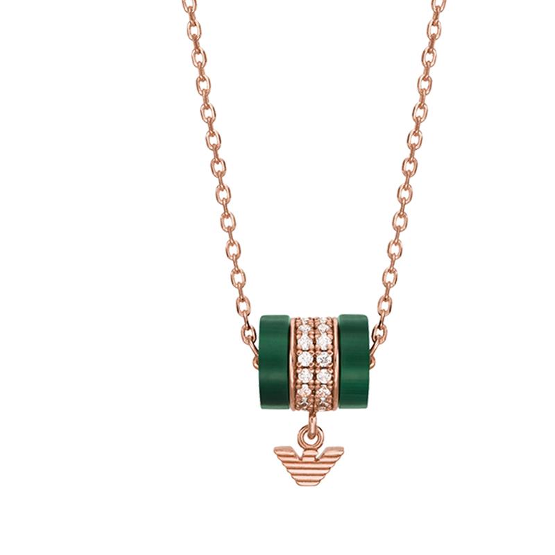 

Emporio Armani Fashionable Personality Green Malachite Beaded Pendant Necklace With Diamond Eagle Logo Women necklace EG3569221 Basic Packaging-Box