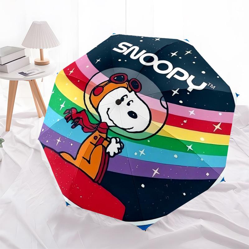 1pc Snoopy Astronaut Rainbow Space Umbrella with Plastic Handle,Suitable for All Seasons Home Travel Outdoor UmbrellaFP067