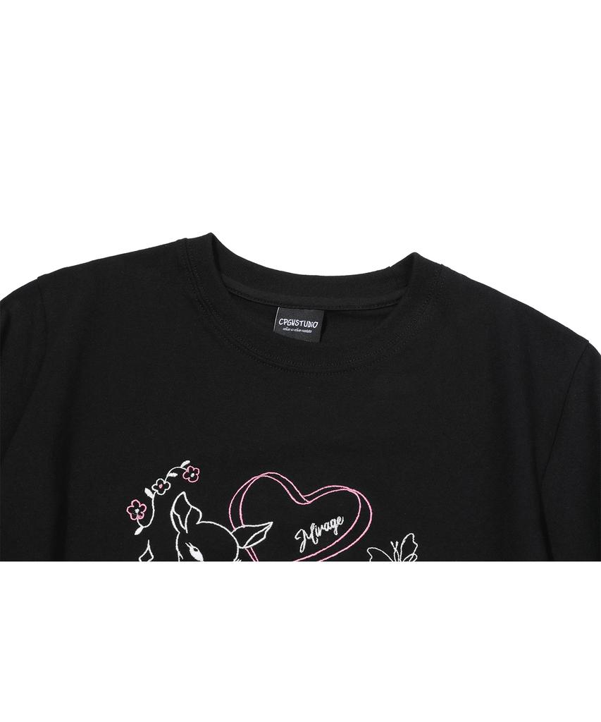 CPGN STUDIO Dear Bloom Crop Short Sleeve Tee Black