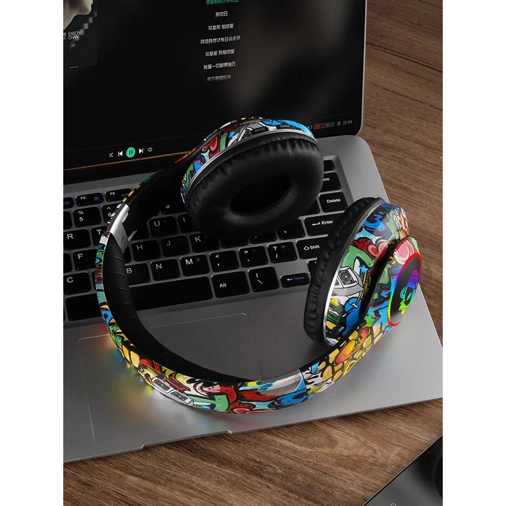 Wireless Headset Flash Light Kids Ear Headphones with Mic Bluetooth Headsets Stereo Music Game Headphone Girls Boys Gift