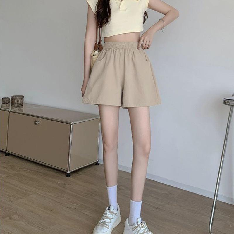 Women's Summer Ice Silk High Waist Casual Black Shorts