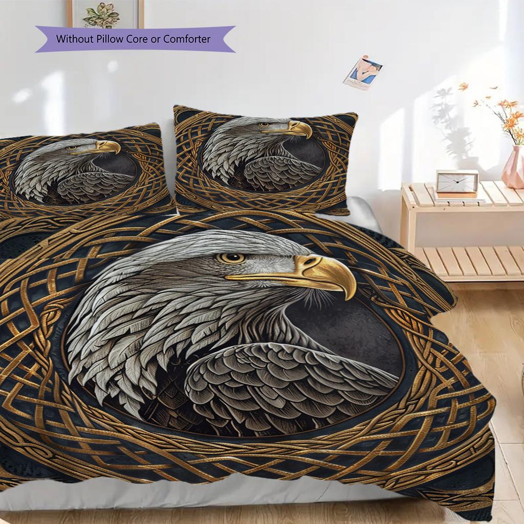Eagle Pattern Bedding Quilt Set Quilt Cover Pillowcase Home Decoration Birthday Gift (1 * duvet cover + 2 * pillowcase, without core)