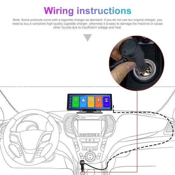 HD 9.3" Screen Portable DashCam Suppport Rear Camera Built In Camera Supports Wireless ćar-Pláy&Android Auto/ Voice Control