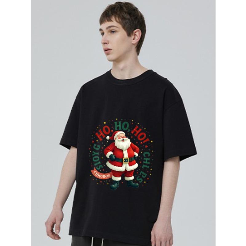 Weihnachts T-Shirt Schwarzer Weihnachtsmann Ho Ho Ho Freude Weihnachtsfeiertag Partykleidung