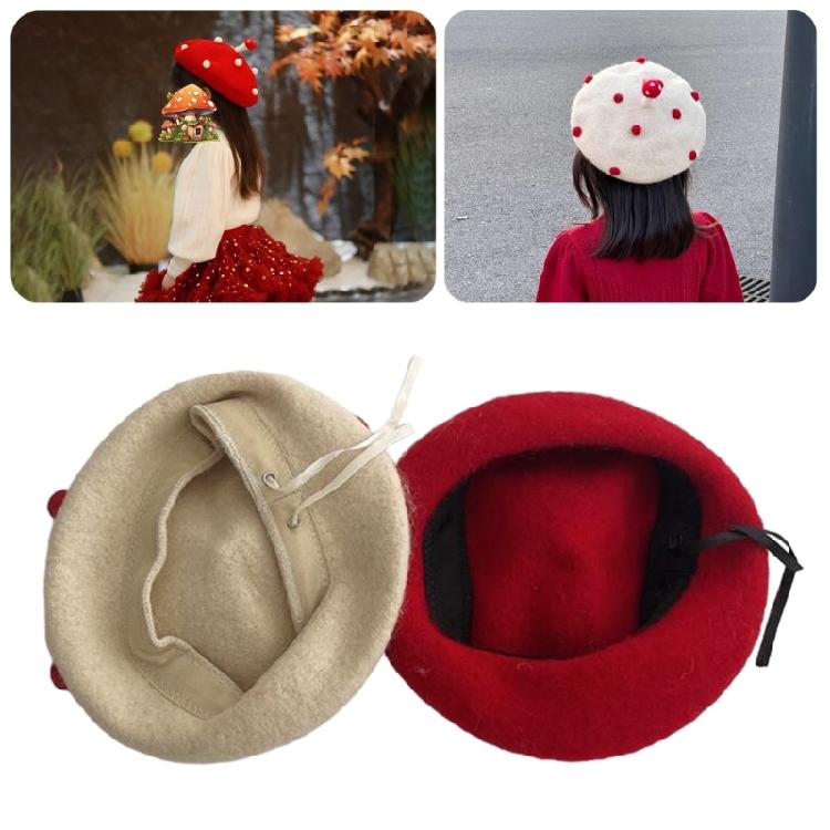 Fashion Mushroom Hat Sweet Beret Hat Winter Autumn Hat New Year THeme Headdress