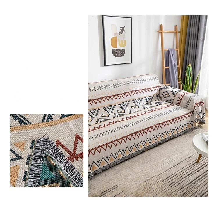 Geometrisches Quasten-Sofa-Handtuch, Nordische Strickdecke, Tragbare Sofabezug, Wohnzimmer, Schlafzimmer, Heimdeko