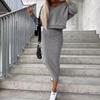 2023 New Autumn/Winter Two-Piece Vest Dress & V-Neck Sweatshirt Knitted Women's Set