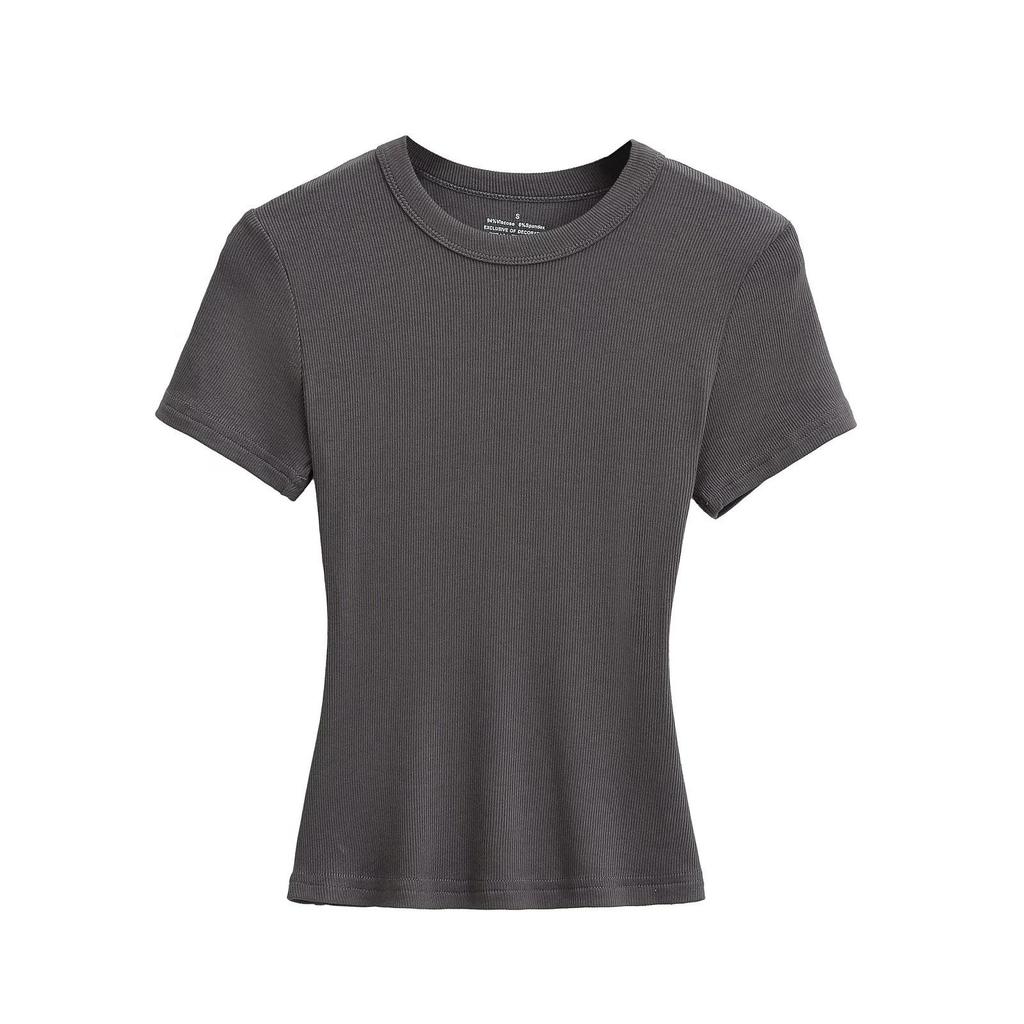 American Spicy Girl Slim Fit Round Neck Short Sleeve T-shirt - Women’s Elastic Summer Top