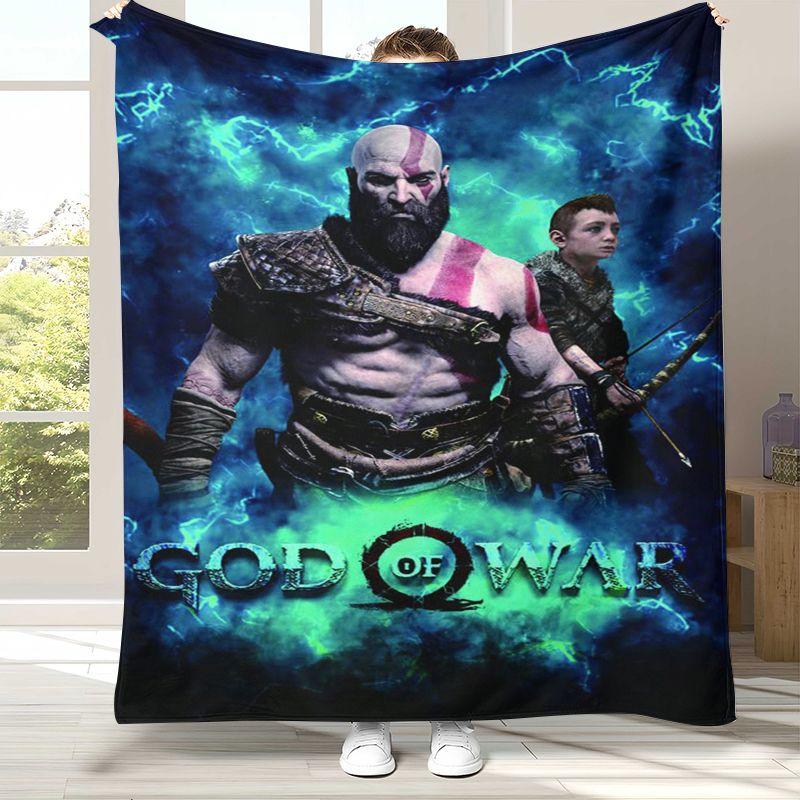 Classic God of War Games Kratos Flannel Blanket,Ultra Soft Plush Throw for Home Bedroom Bed Sofa Cover Office Camping Picnic