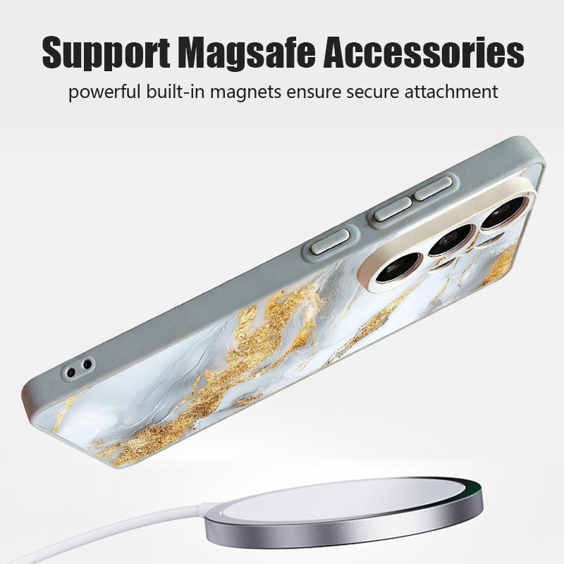 Magnetisch Für Magsafe Hülle Für Samsung Galaxy S26 Ultra S25 Edge S24 Plus S23 FE S22 A17 A54 A55 A56 A57 5G Gold Marmor Muster Hülle