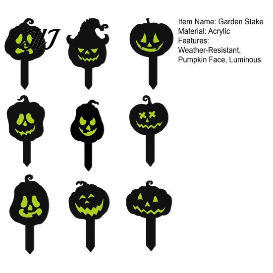 Acrylic Festival Props 9Pcs Halloween Pumpkin Ghost Garden Stake, Lighted 2D Yard Decor Festive Patio Lawn Ornaments for Path, Spooky Outdoor