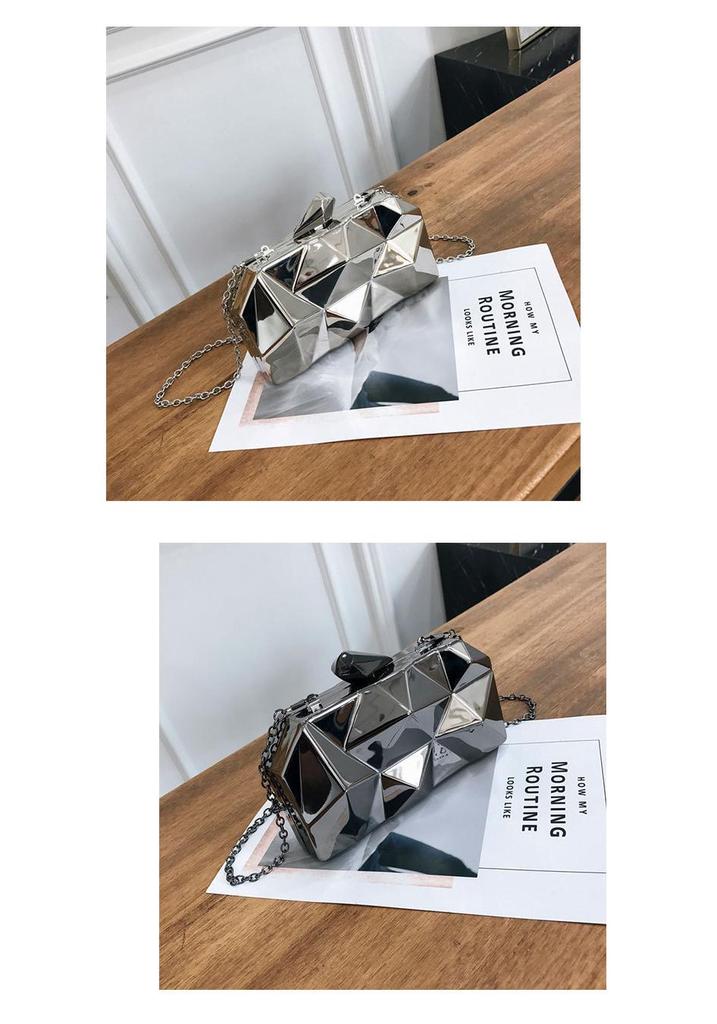 2026 Bestseller Metall-Box-Clutch Handgehaltene Kette Schultertasche für Abend & Bankett