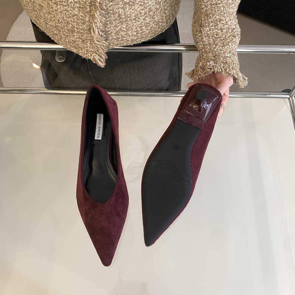 Mode Mode Damen Pumps Spitzschuh Flach Slipper Dünne Mittelhohe Absätze Schwarz Rot Leopard Sexy Party Pumps Wildleder Bequem Größe 35-39