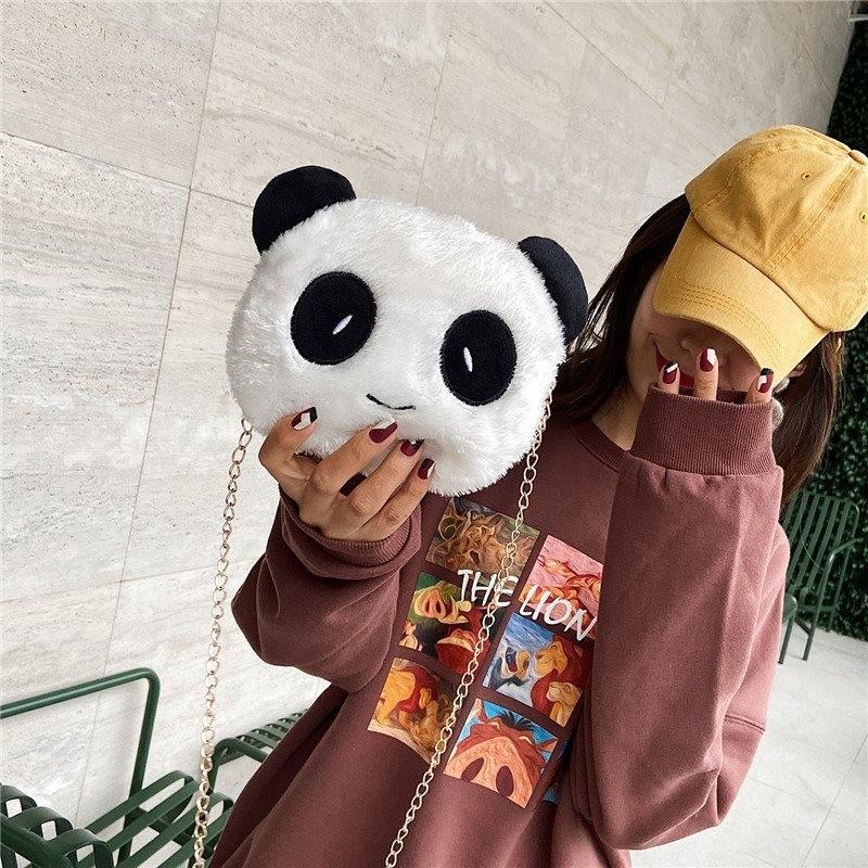 Adorable Panda Plush Shoulder Bag For Women Fashionable Korean Inspired Cute Design