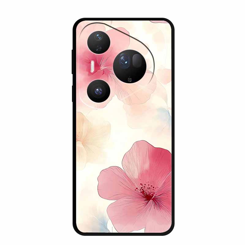 Flower Phone Case For Huawei Pura 70 80 Pro Plus Silicone TPU Cover for Pura80 Pro+ Pura70 Ultra Para Black Back Soft Protector
