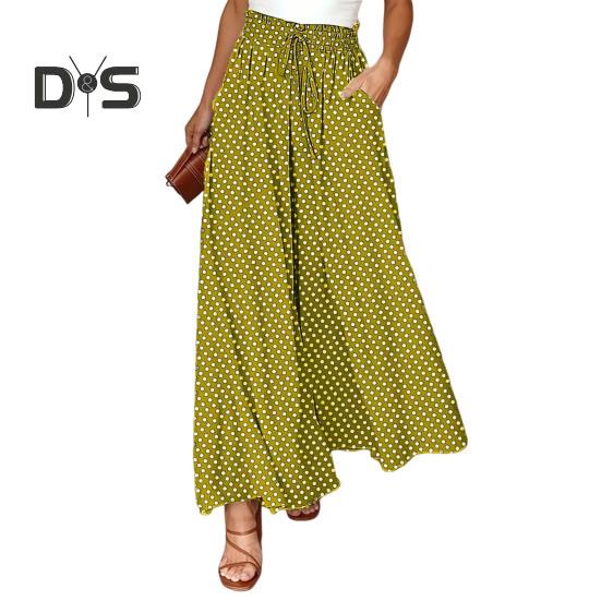 Ženy Dlouhé kalhoty Elastické Vysoký pas Šněrování Tečkovaný potisk Široké nohavice Kalhoty Volný střih Kalhoty Denní nošení