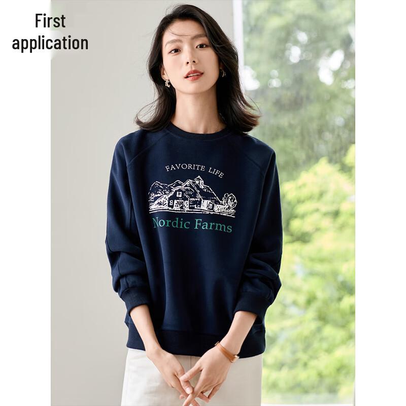 Chushen Damen Locker Geschnittenes Langarm-Sweatshirt mit Print