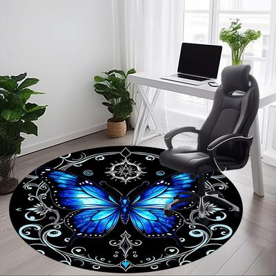 1pc Butterfly Mandala Design Office Round Rug, Carpet for Office, Gaming, Lightweight Round Floor Mat Yy260208071