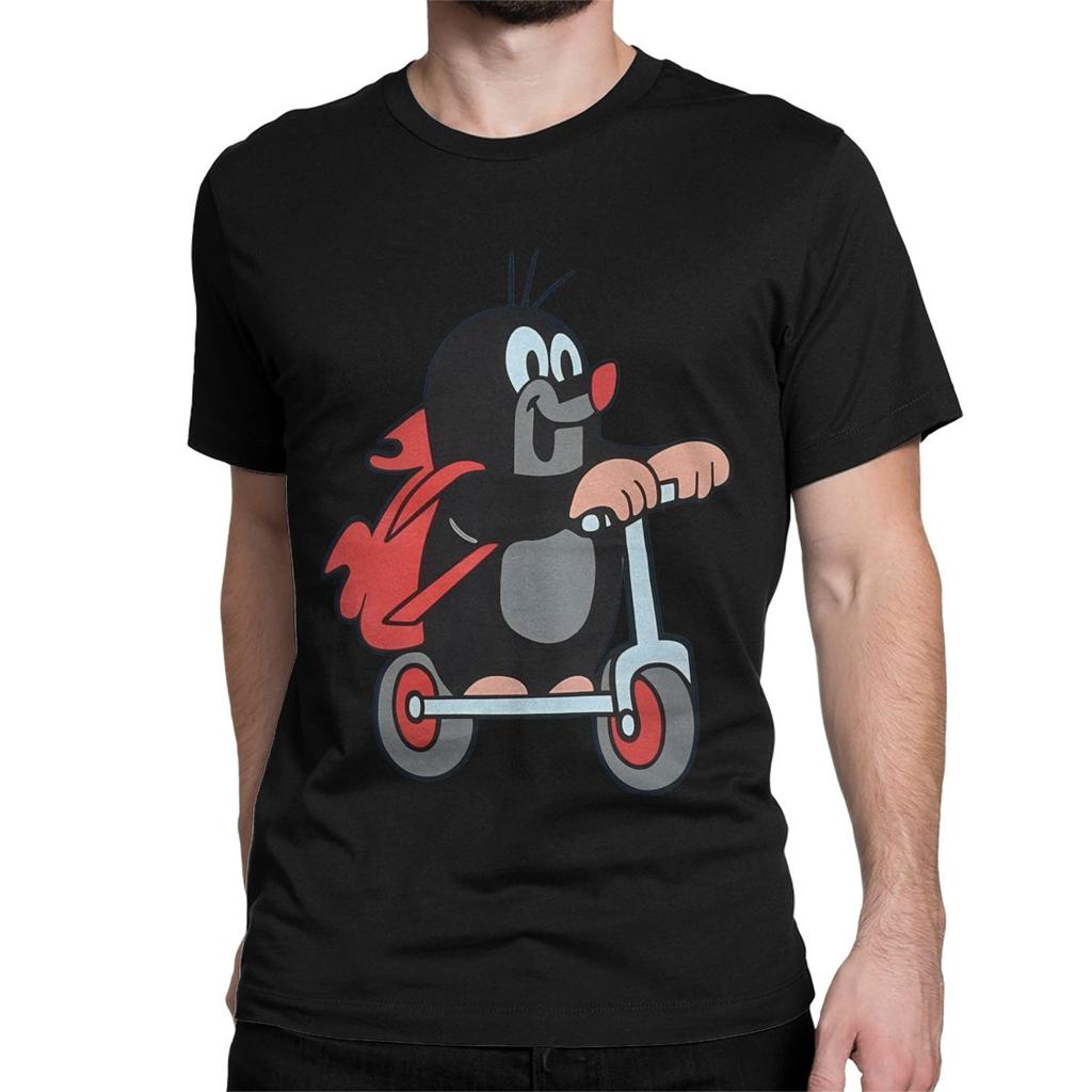 Cool The Little Mole Bike T-Shirts Men Women's Round Collar Pure Cotton T Shirts Cartoon Friends Together Tee Shirt New Clothes
