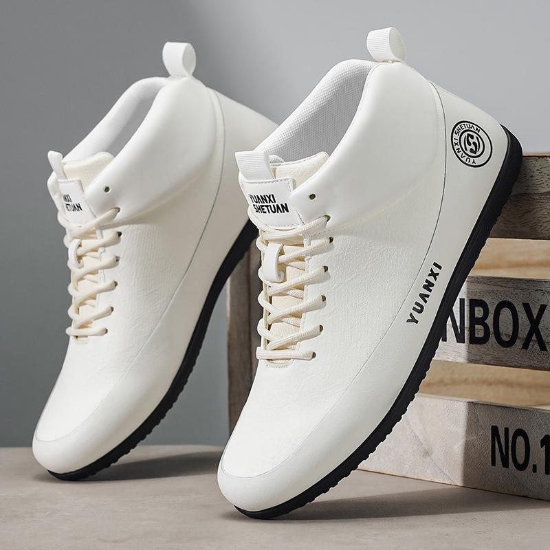 Autumn and Winter Mid-help Casual Shoes Men's Foot Cover Wear-resistant Jogging Leather Men's Shoes Men's Casual Leather Shoes