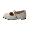 Yellow Single Shoes with Skirt Square Head Mary Jane Shoes Soft Sole Bow Ladyshoes