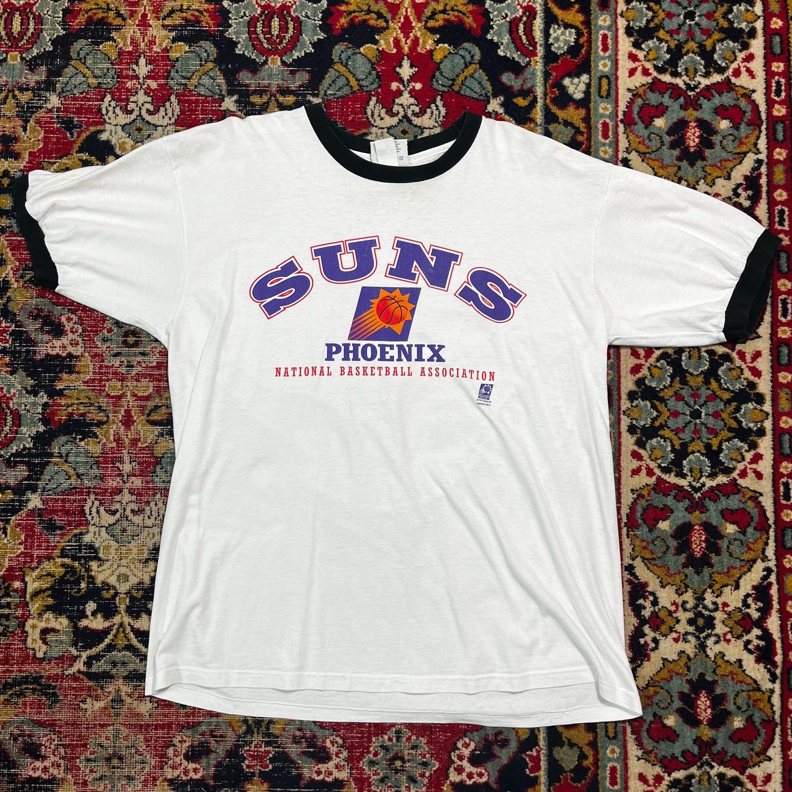 Vintage Phoenix Suns NBA T-Shirt 90s Basketball Tee White Ringer Size XL XL